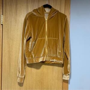 Fabletics Velour Honey Colored Full Zip Hoodie and Sweatpants Set - Size XXS